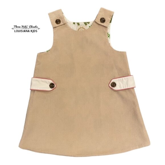The Beaufort Bonnet Company TBBC Sz 5 Beige Elephant Lined Corduroy Jumper Dress